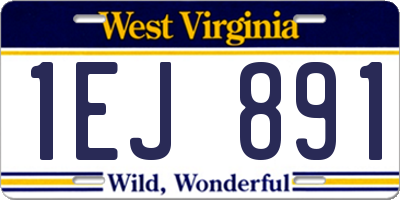 WV license plate 1EJ891