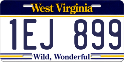 WV license plate 1EJ899