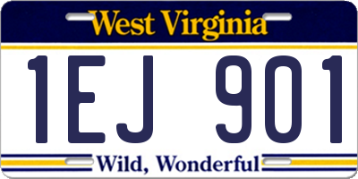 WV license plate 1EJ901