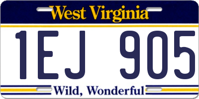 WV license plate 1EJ905
