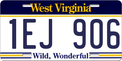 WV license plate 1EJ906