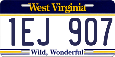 WV license plate 1EJ907