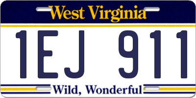 WV license plate 1EJ911