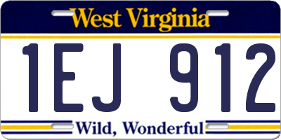 WV license plate 1EJ912
