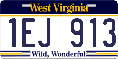 WV license plate 1EJ913