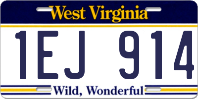 WV license plate 1EJ914