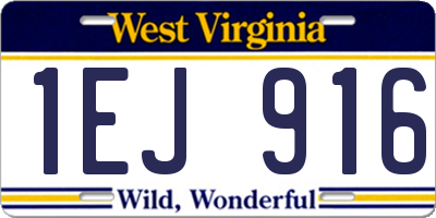 WV license plate 1EJ916