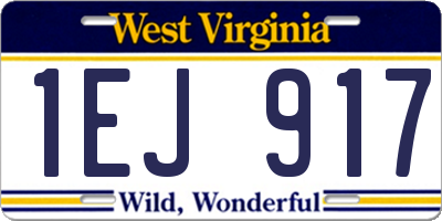 WV license plate 1EJ917