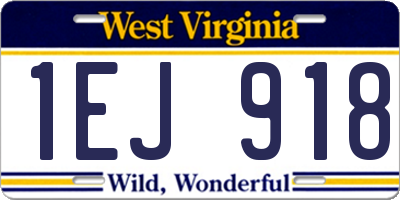 WV license plate 1EJ918