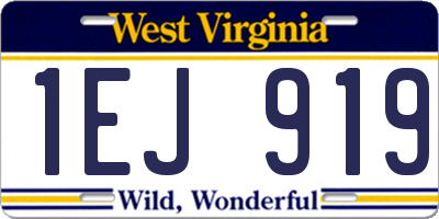 WV license plate 1EJ919