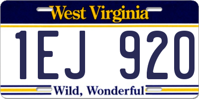 WV license plate 1EJ920