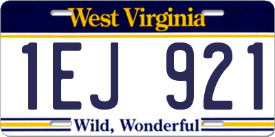 WV license plate 1EJ921