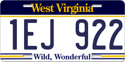 WV license plate 1EJ922