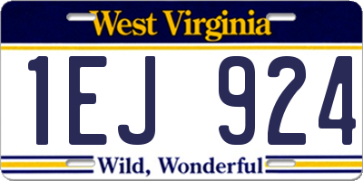 WV license plate 1EJ924