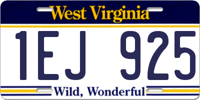 WV license plate 1EJ925