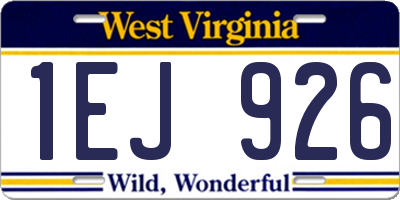 WV license plate 1EJ926