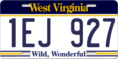 WV license plate 1EJ927