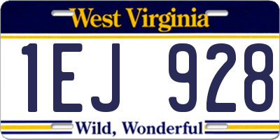 WV license plate 1EJ928