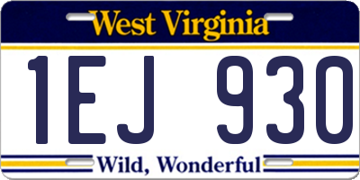 WV license plate 1EJ930