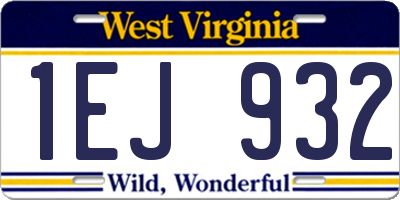 WV license plate 1EJ932