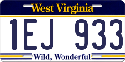 WV license plate 1EJ933