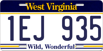 WV license plate 1EJ935