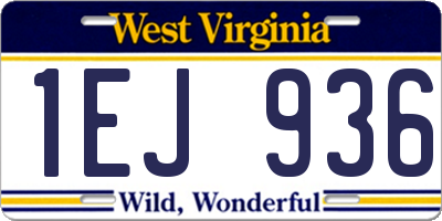 WV license plate 1EJ936
