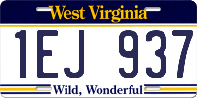 WV license plate 1EJ937