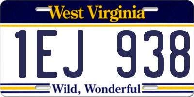 WV license plate 1EJ938