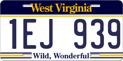 WV license plate 1EJ939