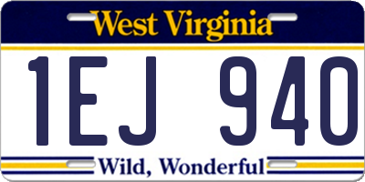 WV license plate 1EJ940