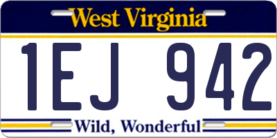WV license plate 1EJ942