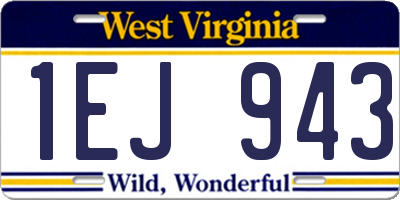 WV license plate 1EJ943