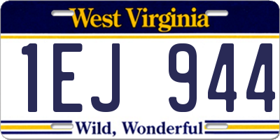 WV license plate 1EJ944