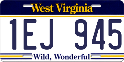 WV license plate 1EJ945