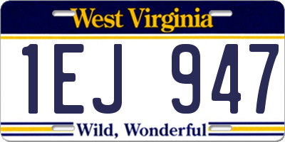 WV license plate 1EJ947