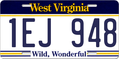 WV license plate 1EJ948
