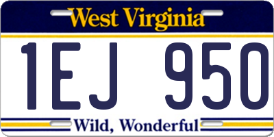 WV license plate 1EJ950