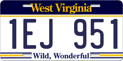 WV license plate 1EJ951