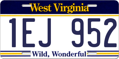 WV license plate 1EJ952