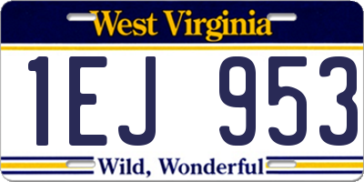 WV license plate 1EJ953