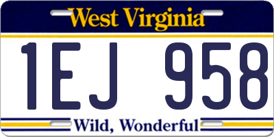 WV license plate 1EJ958
