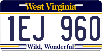WV license plate 1EJ960