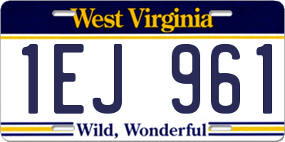 WV license plate 1EJ961