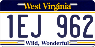 WV license plate 1EJ962