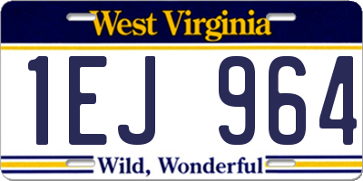 WV license plate 1EJ964