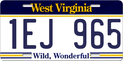 WV license plate 1EJ965