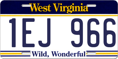 WV license plate 1EJ966