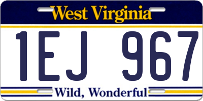 WV license plate 1EJ967