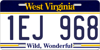 WV license plate 1EJ968